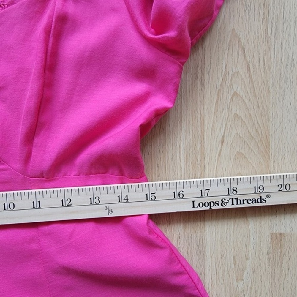 J.Crew Re-Imagined Hot Pink Smocked Back Baba doll Mini Dress Womens 8 Fuchsia - Picture 10 of 12